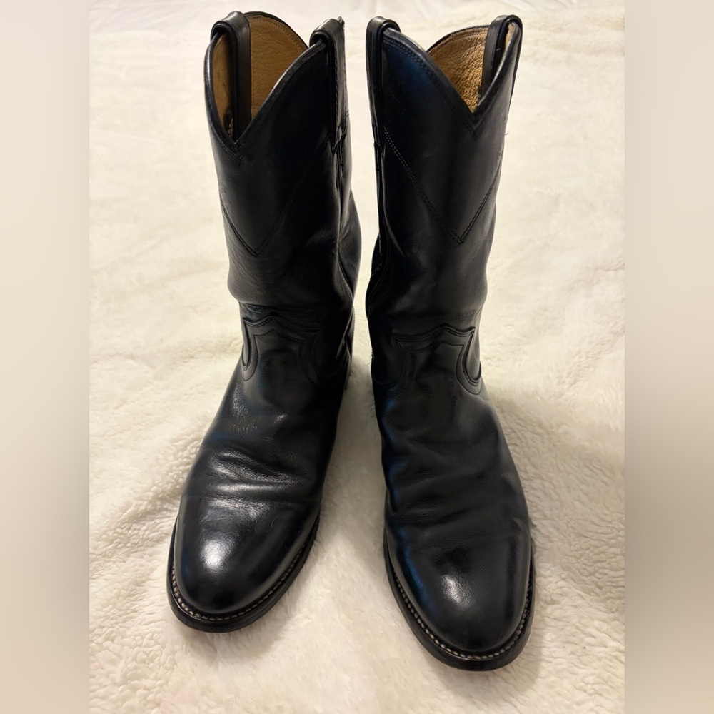 Justin Boots Black Leather Western Cowboy Boots